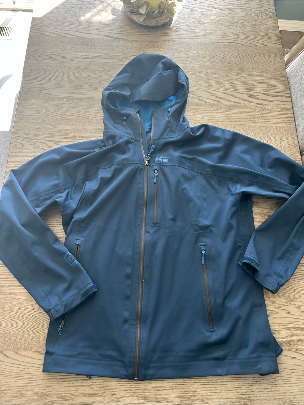 REI Men’s Hooded Softshell Jacket — Navy Blue